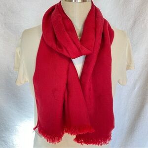 Coach wool silk red logo shawl scarf.